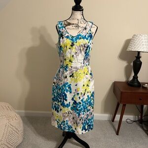 Muse Floral Midi Dress - Blue, Yellow, White